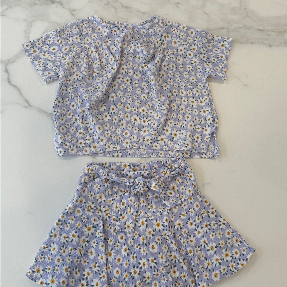 Zara Floral Top in Lavender and White with matching skirt (shorts attached)